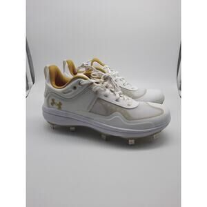Under Armour Womens Glyde MT Softball Cleats Charged Size 8 White Gold Metallic